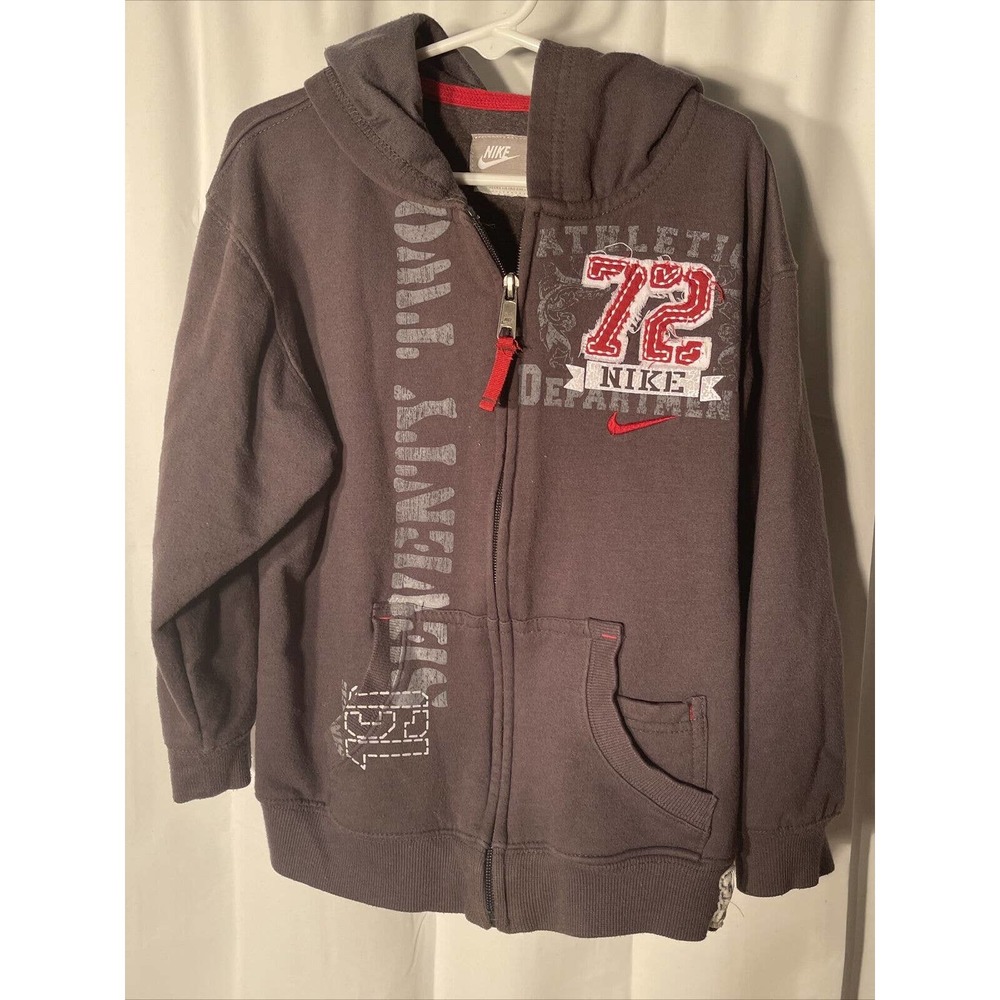 Nike Full Zip Fleece Hoodie•Lightweight Jacket•Kids Size: 6• Black/Red/White